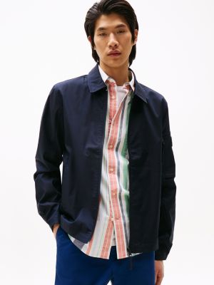 blue performance shirtjack met rubberen logopatch voor heren - tommy hilfiger