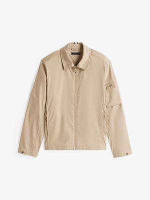 beige performance water repellent tech shirt jacket for men tommy hilfiger