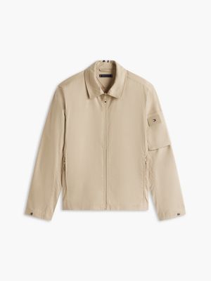 beige performance water repellent tech shirt jacket for men tommy hilfiger
