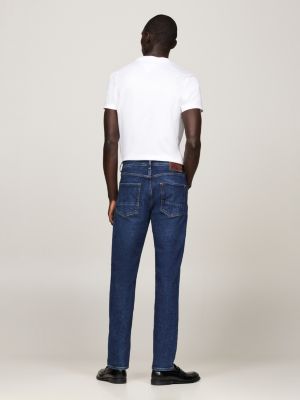 jeans denton straight fit sbiaditi blu da uomini tommy hilfiger