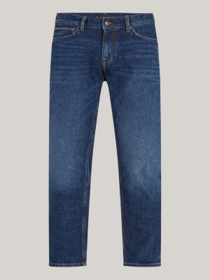 jeans denton straight fit sbiaditi blu da uomini tommy hilfiger