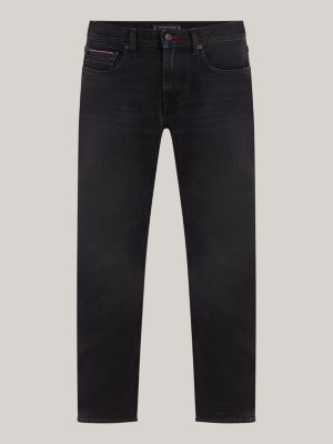 zwart denton fitted straight zwarte jeans voor heren - tommy hilfiger