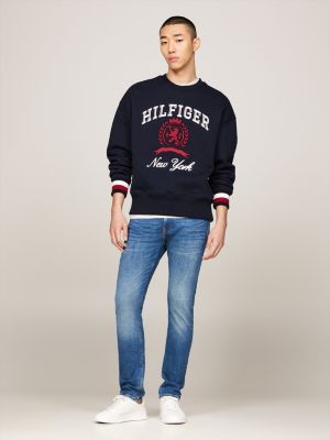 vaqueros th flex bleecker ajustados y desteñidos azul de hombres tommy hilfiger