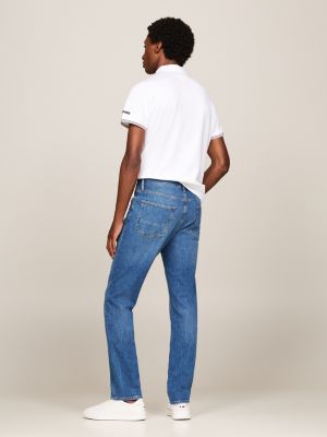 blauw mercer regular straight jeans met whiskers voor heren - tommy hilfiger