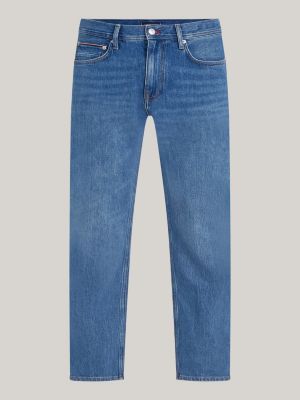 blauw mercer regular straight jeans met whiskers voor heren - tommy hilfiger