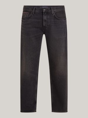 jeans moore straight fit affusolati neri nero da uomini tommy hilfiger