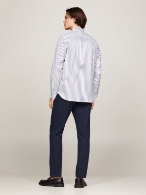 blue stripe poplin regular fit shirt for men tommy hilfiger