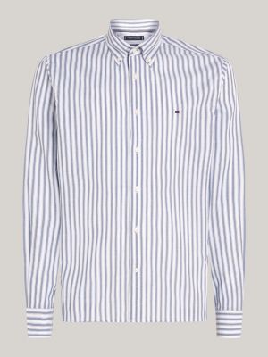 blue stripe poplin regular fit shirt for men tommy hilfiger