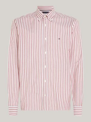 camisa de popelín con corte regular roja de hombres tommy hilfiger