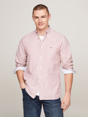 Stripe Poplin Regular Fit Shirt Red Tommy Hilfiger