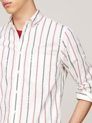 camicia hilfiger monotype gessata bianco da uomini tommy hilfiger