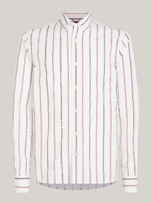 camicia hilfiger monotype gessata bianco da uomini tommy hilfiger