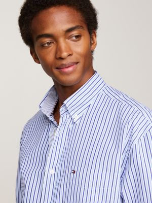 Two-Tone Stripe Regular Fit Shirt | Blue | Tommy Hilfiger