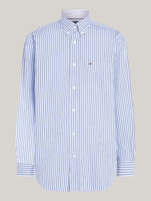 blue two-tone stripe regular fit shirt for men tommy hilfiger