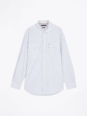 blue stripe utility regular fit shirt for men tommy hilfiger