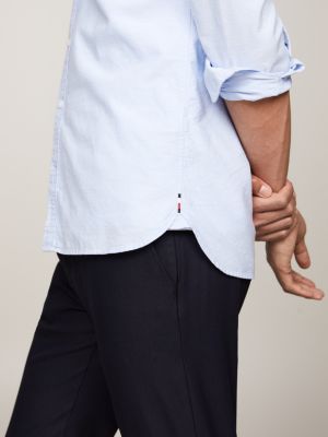 blau slim fit oxford-hemd mit dobby-effekt für herren - tommy hilfiger