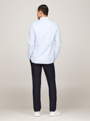 blau slim fit oxford-hemd mit dobby-effekt für herren - tommy hilfiger