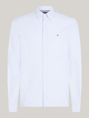 blue dobby slim fit oxford shirt for men tommy hilfiger