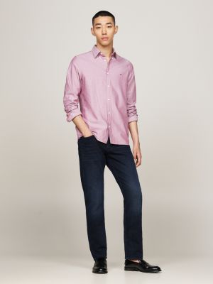 rot slim fit oxford-hemd mit dobby-effekt für herren - tommy hilfiger