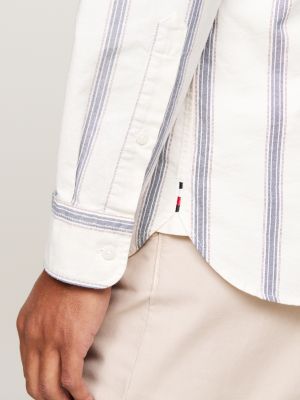 weiß regular fit hemd mit shadow-streifen für herren - tommy hilfiger