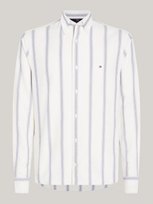 white shadow stripe regular fit shirt for men tommy hilfiger