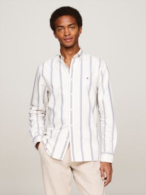 camicia regular fit a righe sfumate bianco da uomini tommy hilfiger