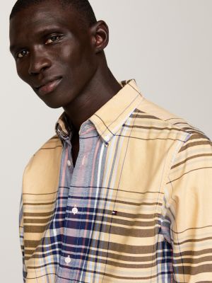 Chemise jaune a carreaux homme sale