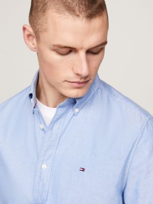 blue regular fit oxford shirt for men tommy hilfiger