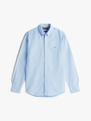 blau regular fit oxford-hemd mit flag-stickerei für herren - tommy hilfiger