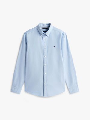 blue regular fit button-down collar oxford shirt for men tommy hilfiger