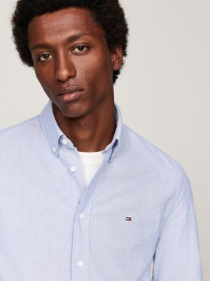 chemise standard en coton oxford violet pour hommes tommy hilfiger