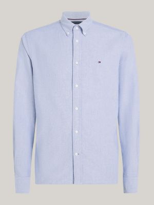 chemise standard en coton oxford violet pour hommes tommy hilfiger