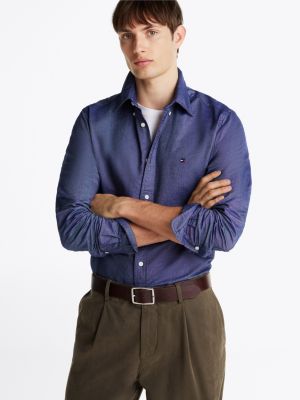 blau regular fit oxford-hemd für herren - tommy hilfiger