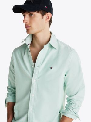 green regular fit oxford shirt for men tommy hilfiger