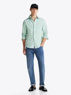 green regular fit oxford shirt for men tommy hilfiger