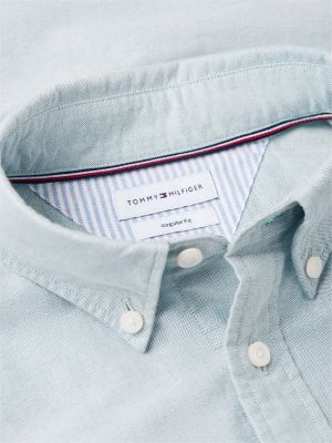 green regular fit button-down collar oxford shirt for men tommy hilfiger