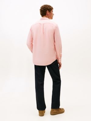 roze regular fit oxford-overhemd voor heren - tommy hilfiger