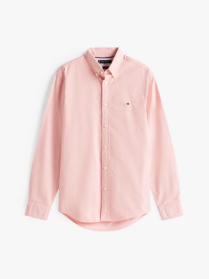 pink regular fit oxford shirt for men tommy hilfiger