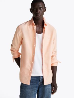 orange regular fit oxford-overhemd voor heren - tommy hilfiger