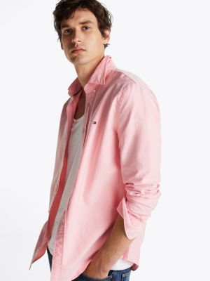 pink regular fit oxford shirt for men tommy hilfiger