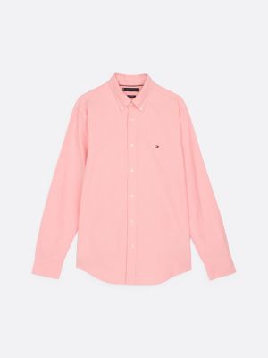 pink regular fit oxford shirt for men tommy hilfiger