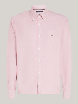 camisa oxford de corte regular rosa de hombres tommy hilfiger