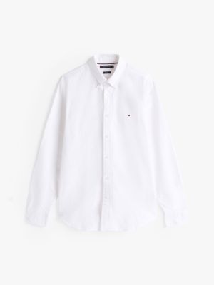 white regular fit oxford shirt for men tommy hilfiger