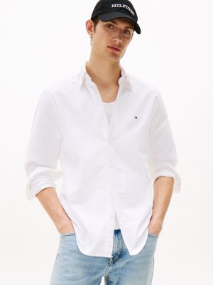 white regular fit oxford shirt for men tommy hilfiger