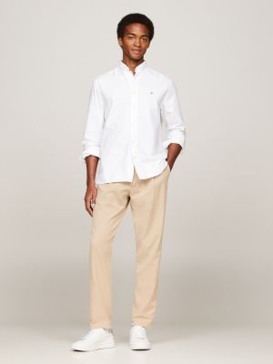 weiß regular fit oxford-hemd mit flag-stickerei für herren - tommy hilfiger