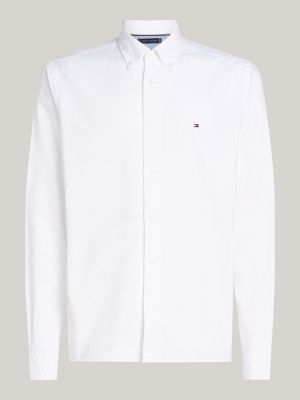 weiß regular fit oxford-hemd mit flag-stickerei für herren - tommy hilfiger