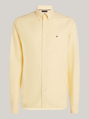 yellow regular fit oxford shirt for men tommy hilfiger