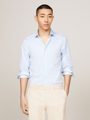 blue th flex stripe slim fit shirt for men tommy hilfiger