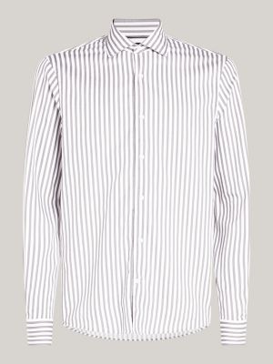 white th flex stripe slim fit shirt for men tommy hilfiger