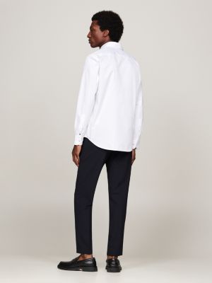 camisa informal de corte regular blanco de hombres tommy hilfiger
